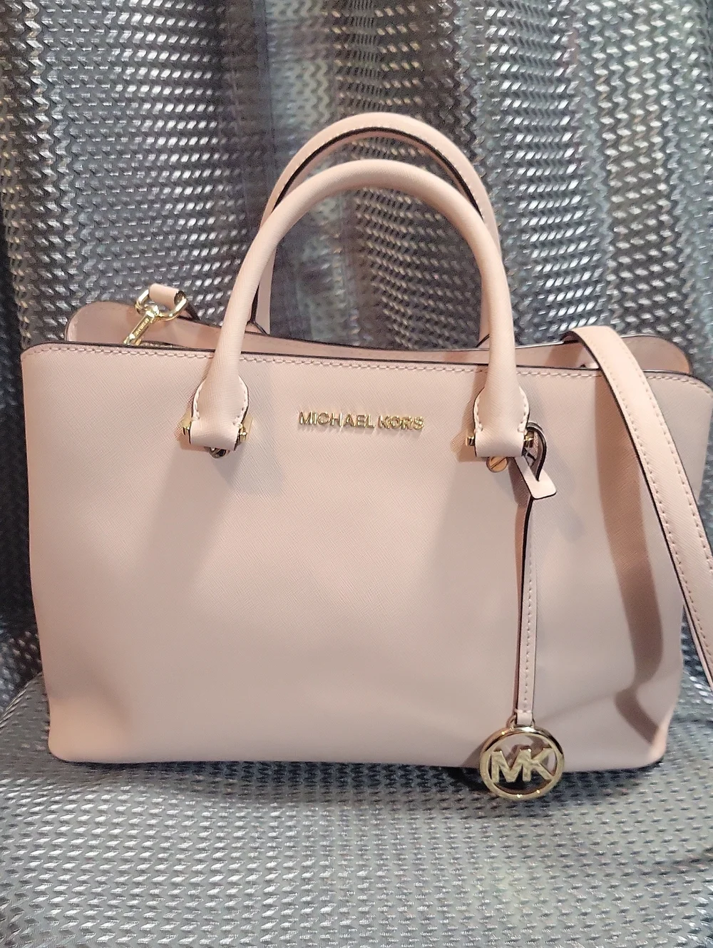 Michael Kors Blush Saffiano Leather Satchel with Gold Hardware